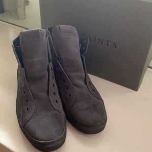 All Saints high top suede shoes